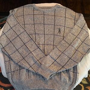 Cypress Links Classic Gray Grid Pattern Crewneck Sweater